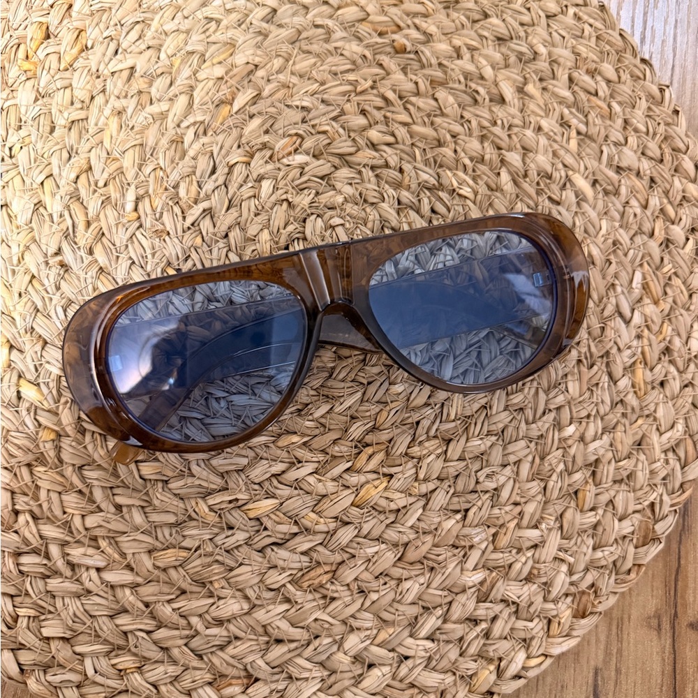 Translucent Brown Sunglasses with Blue Lenses! Excellent condition! - Picture 5 of 6